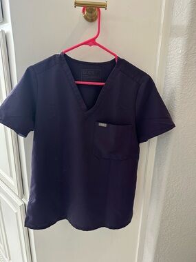 FIGS V-Neck Scrub Top in Deep Purple